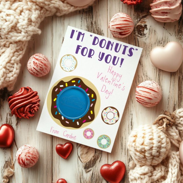 Carte D'accompagnement Je suis "Donuts" pour toi ! Cadeau de Saint-Valent (Créateur téléchargé)