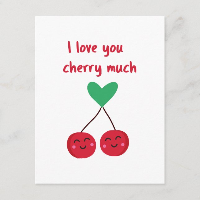 Carte D'accompagnement Je t'aime Cherry Beaucoup Valentine (Devant)