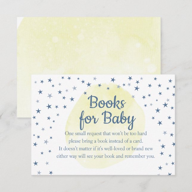 Carte D'accompagnement Je t'aime jusqu'à la lune Livres jaunes pour bébé  (Devant / Derrière)