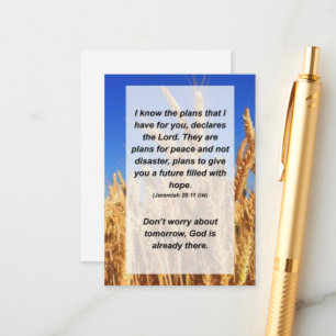 Carte D'accompagnement Jeremiah 29:11 Je connais les plans que j'ai pour