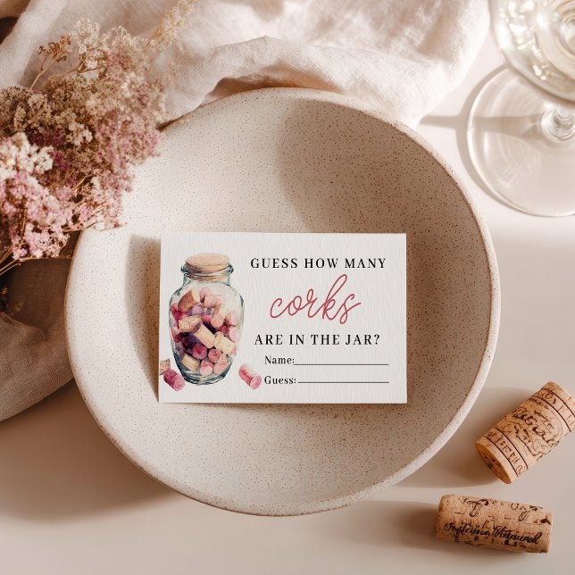 Carte D'accompagnement Jeu Amusant : Devinez Combien de Bouchons Réceptio (Fun Guess How Many Corks Game Bridal Shower Enclosure Card)