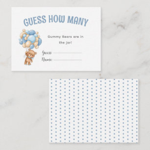 Carte D'accompagnement Jeu de Baby shower de ballon Teddy Bear