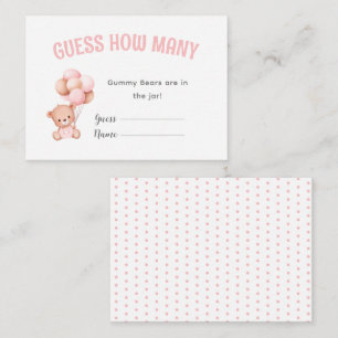 Carte D'accompagnement Jeu de Baby shower de ballon Teddy Bear
