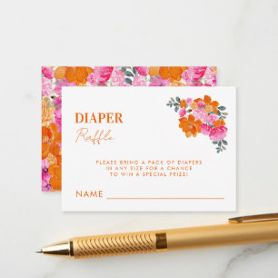 Carte D'accompagnement Jeu de Baby shower de fille Raffle Rosée Orange