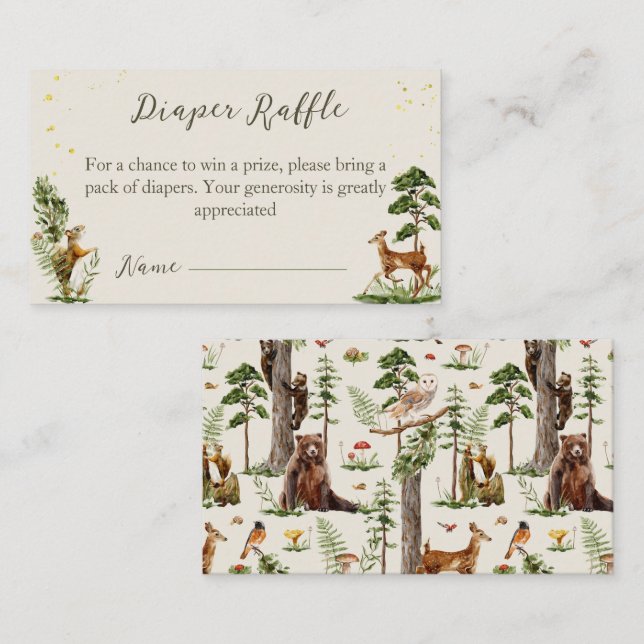 Carte D'accompagnement Jeu de baby shower de la couche animale de bois (Devant / Derrière)