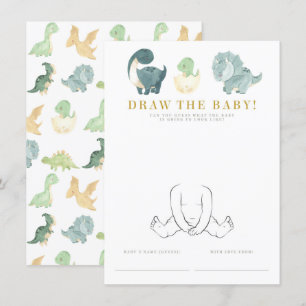 Carte D'accompagnement Jeu de Baby shower Dinosaur aquarelle