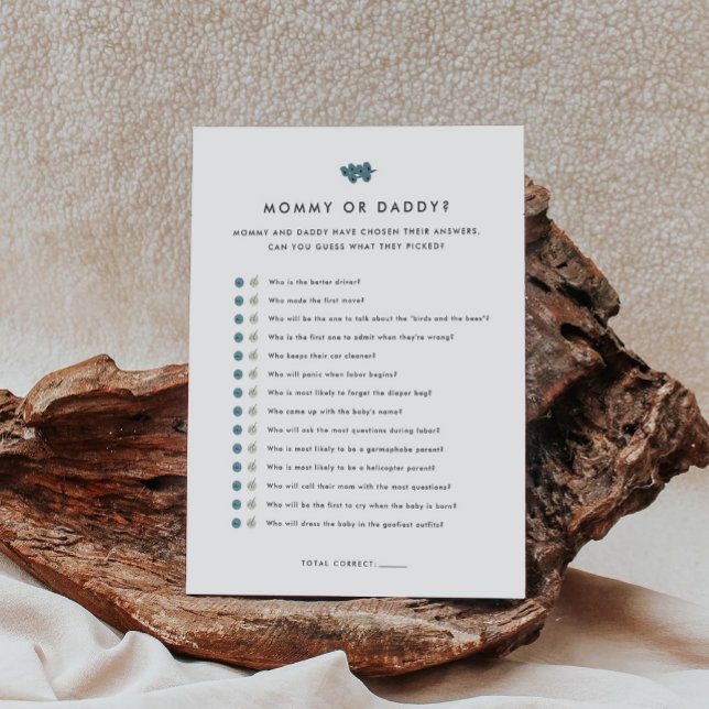 Carte D'accompagnement Jeu de Baby shower maman ou papa (Créateur téléchargé)