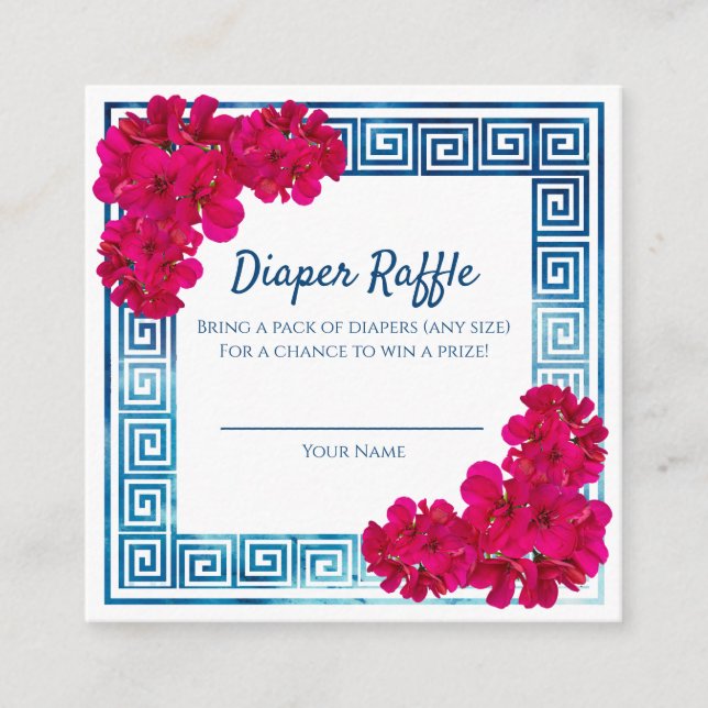 Carte D'accompagnement Jeu de Baby Shower Rose Élégance Grecque à l'aquar (Devant)