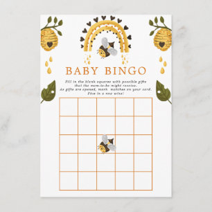 Carte D'accompagnement Jeu de bingo Baby Shower Abeille Nid d'Abeille Bou