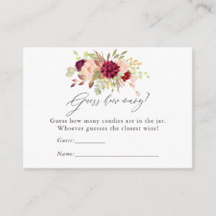 Carte D'accompagnement Jeu de candy pour baby shower avec des fleurs en b