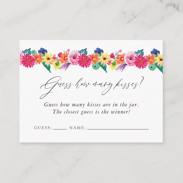 Carte D'accompagnement Jeu de combien de baisers pour une fête de mariage (Devant)