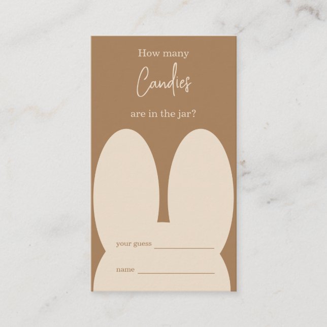 Carte D'accompagnement Jeu de combien de bonbons pour un lapin mignon (Devant)