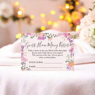 Carte D'accompagnement Jeu de devinette de baisers pour la fête de mariag