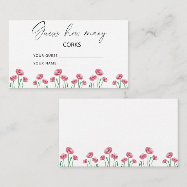 Carte D'accompagnement Jeu de devinette de bouchons floraux pour mariage (Devant / Derrière)