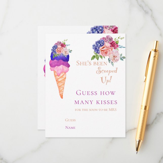 Carte D'accompagnement Jeu de devinette drôle de glace Mariage en Glace (Devant/Arrière en situation)