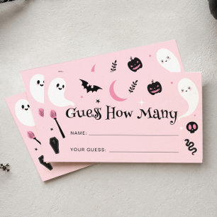Carte D'accompagnement Jeu de devinette pour Baby Shower Halloween Rose 