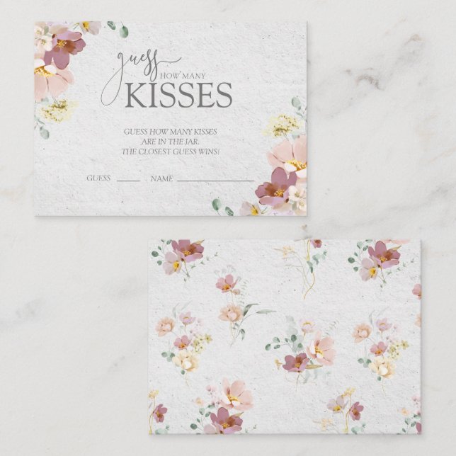 Carte D'accompagnement Jeu de Fête des mariées Fleurs de Jardin Rose Vier (Devant / Derrière)