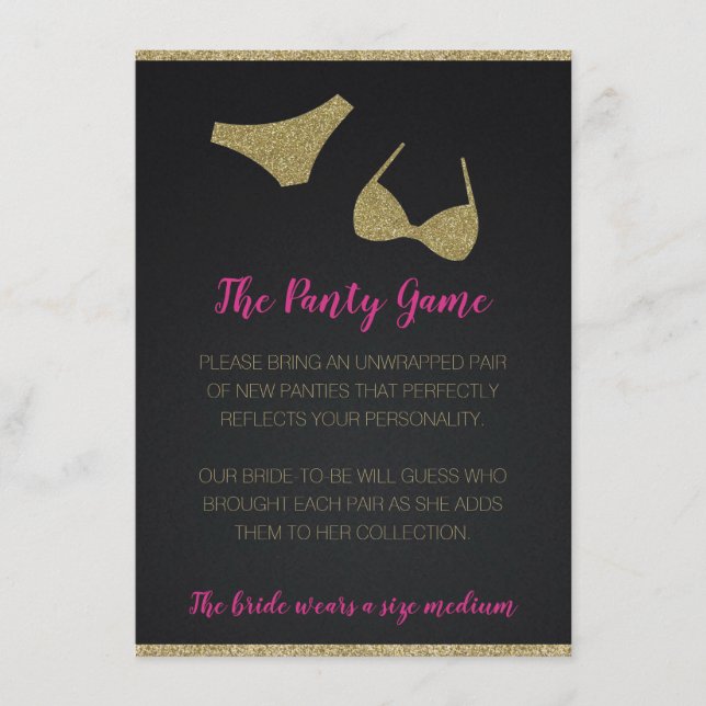 Carte D'accompagnement Jeu de la Panty pour Bachelorette et la fête des p (Devant)