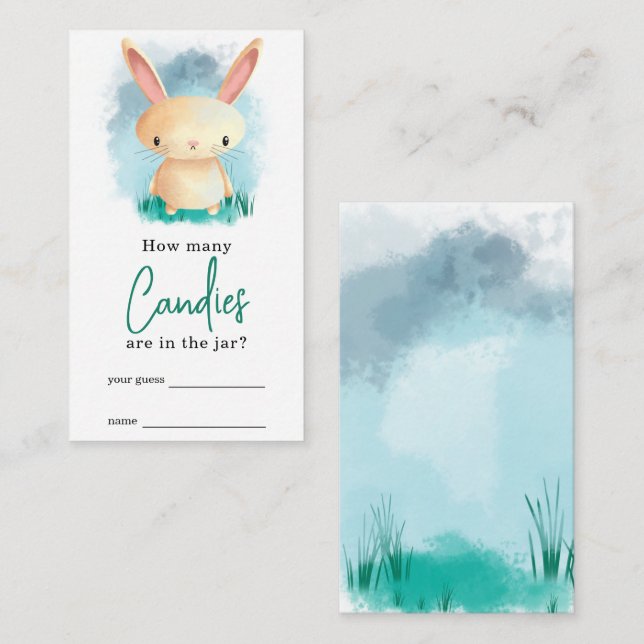 Carte D'accompagnement Jeu de lapin mignon Combien de bonbons (Devant / Derrière)