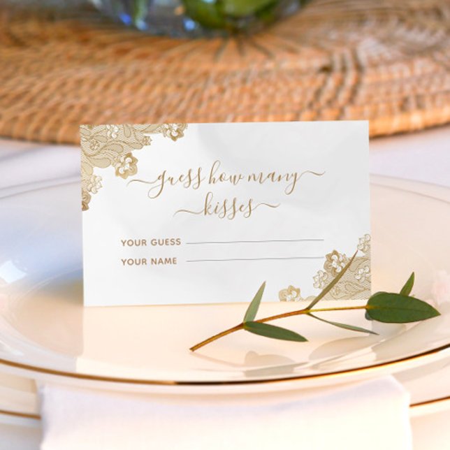 Carte D'accompagnement Jeu de mariage Devine combien de bisous Crème de d (Créateur téléchargé)