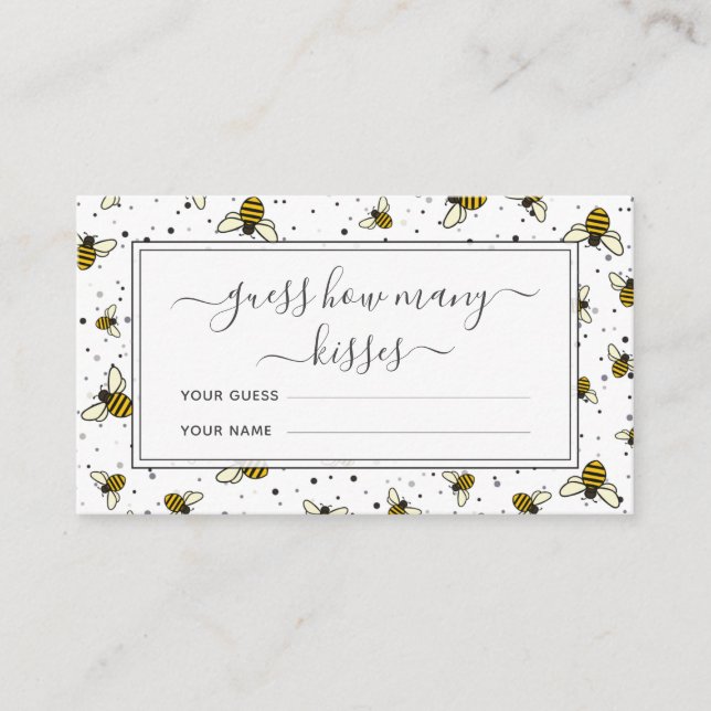 Carte D'accompagnement Jeu de mariage devinez combien de baisers motif ab (Devant)