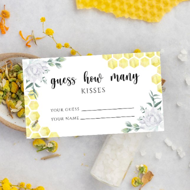 Carte D'accompagnement Jeu de mariage floral d'abeille - devine combien d (Créateur téléchargé)