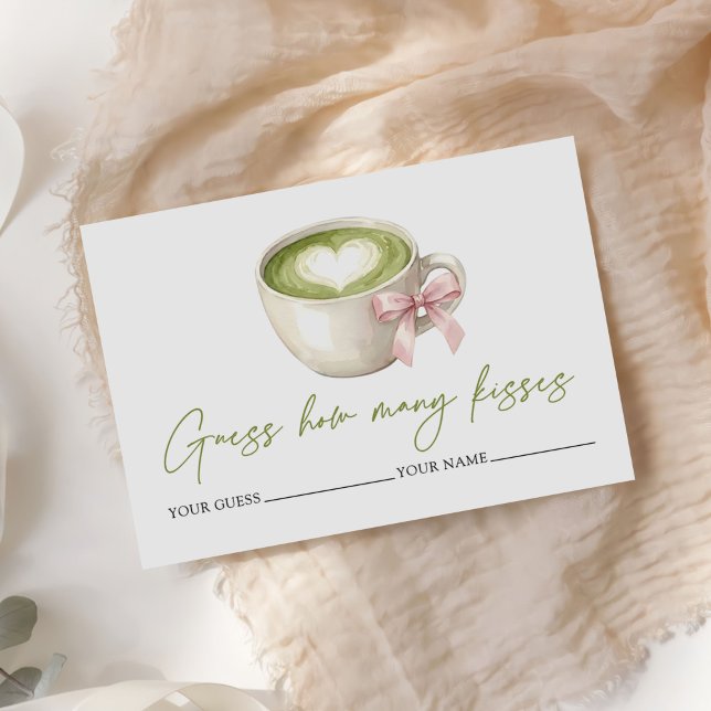Carte D'accompagnement Jeu de mariage Matcha Latte Combien de baisers (Créateur téléchargé)