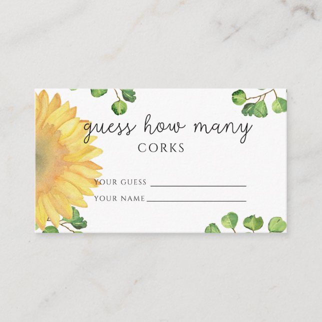 Carte D'accompagnement Jeu de mariage tournesol devinez combien de boucho (Devant)