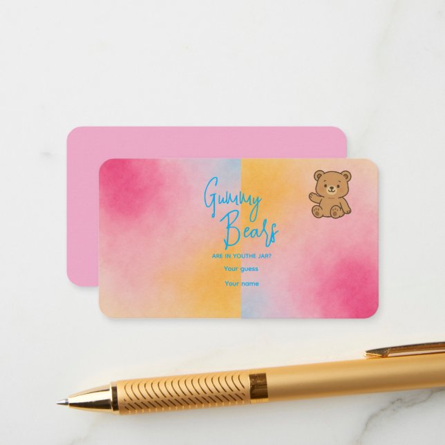 Carte D'accompagnement Jeu de nounours en gélatine pour Baby Shower – Des (Devant/Arrière en situation)