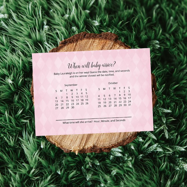 Carte D'accompagnement Jeu de prédiction de l'arrivée du bébé rose lapin  (Créateur téléchargé)