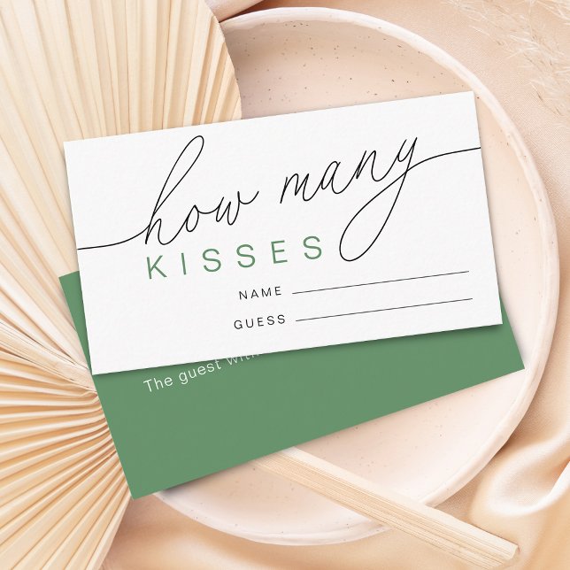 Carte D'accompagnement Jeu de Salle de Mariage Moderne 'Devinez Combien d (Modern Guess How Many Kisses Bridal Shower Game Enclosure Card)