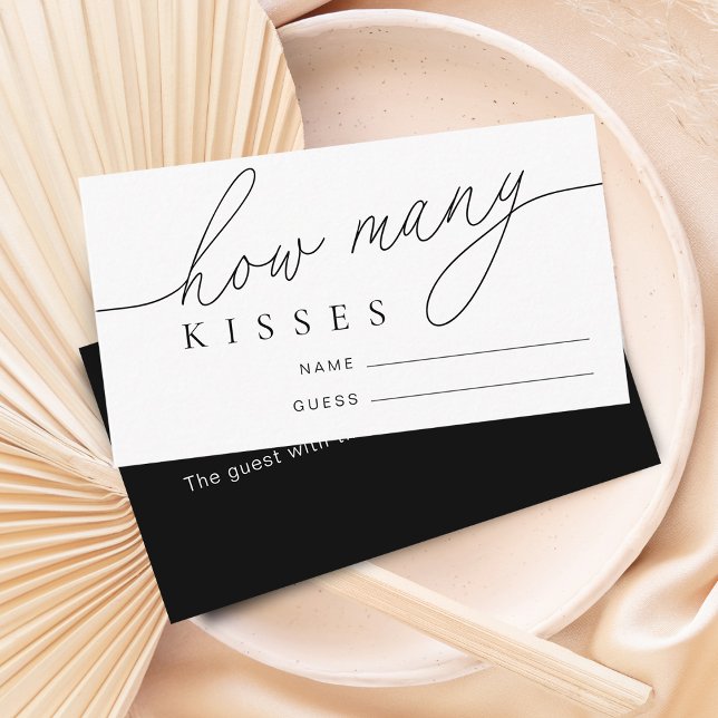 Carte D'accompagnement Jeu de Salle de Mariage Moderne 'Devinez Combien d (Modern Guess How Many Kisses Bridal Shower Game Enclosure Card)