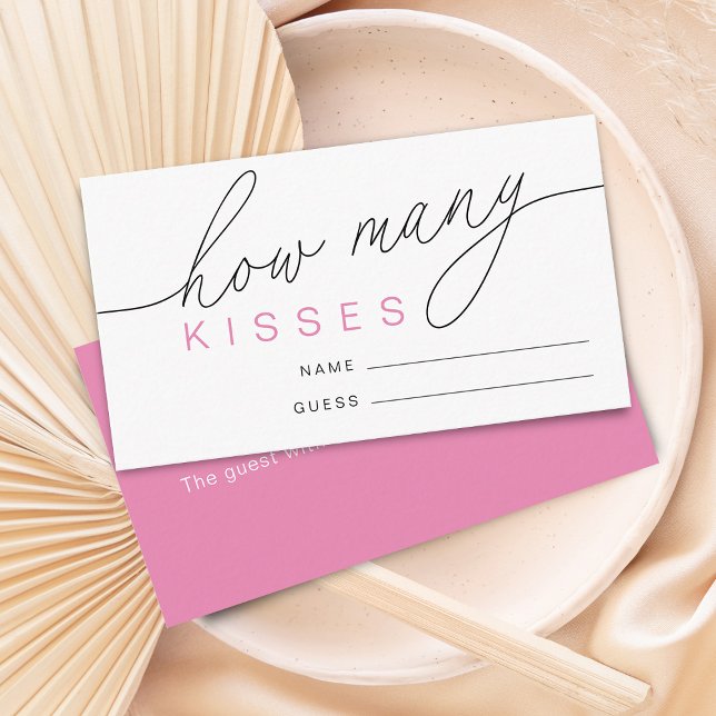 Carte D'accompagnement Jeu de Salle de Mariage Moderne Devinez Combien de (Modern Guess How Many Kisses Bridal Shower Game Enclosure Card)