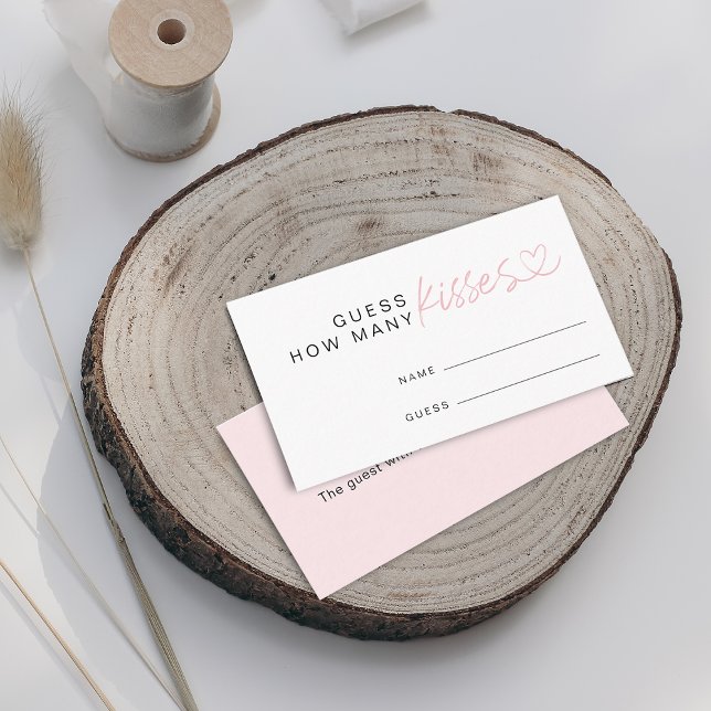 Carte D'accompagnement Jeu de Salle de Mariage Moderne Devinez Combien de (Modern Guess How Many Kisses Bridal Shower Game Enclosure Card)