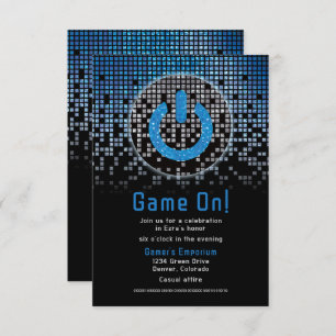 Carte D'accompagnement Jeu vidéo noir bleu Gamer Bar Mitzvah