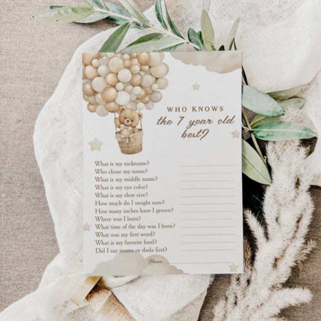 Carte D'accompagnement Jeux d'anniversaire d'un an pour ourson qui en sai (Créateur téléchargé)