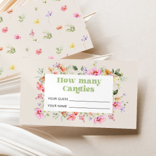 Carte D'accompagnement Jeux de baby shower combien de bonbons Wildflower