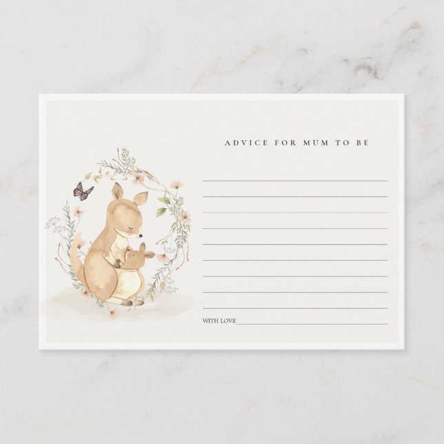 Carte D'accompagnement Joey Kangaroo Conseil Floral Pour Maman Baby showe (Devant)