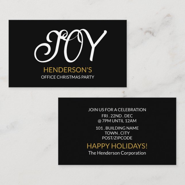 Carte D'accompagnement Joie festive, billet de fête de Noël (Devant / Derrière)