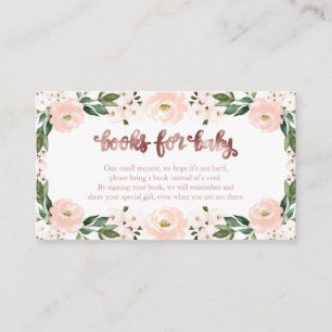 Carte D'accompagnement Joli Baby shower Floral Rose Livres Pour Baby Encl