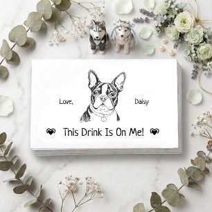 Carte D'accompagnement Joli billet de boisson de mariage de chien personn