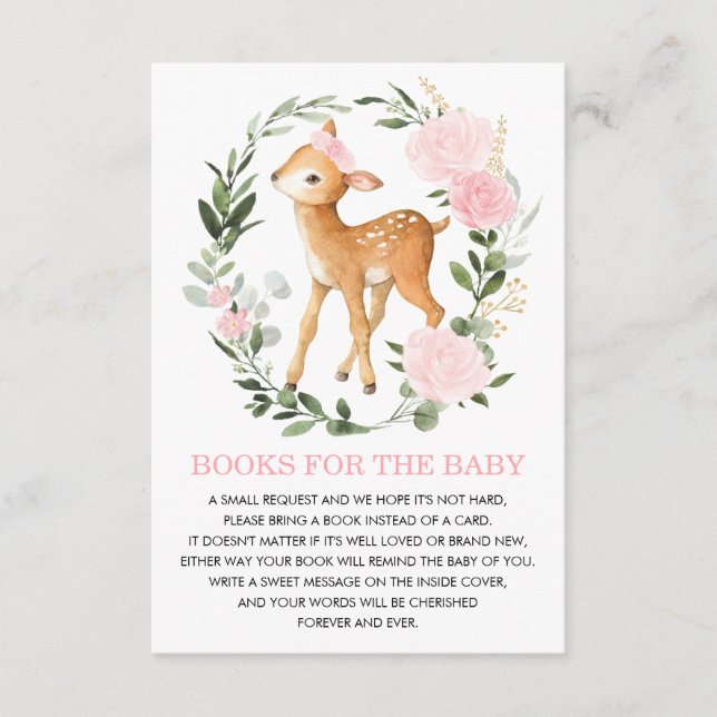 Carte D'accompagnement Joli Blush Woodland Deer Livres pour Baby Library (Devant)