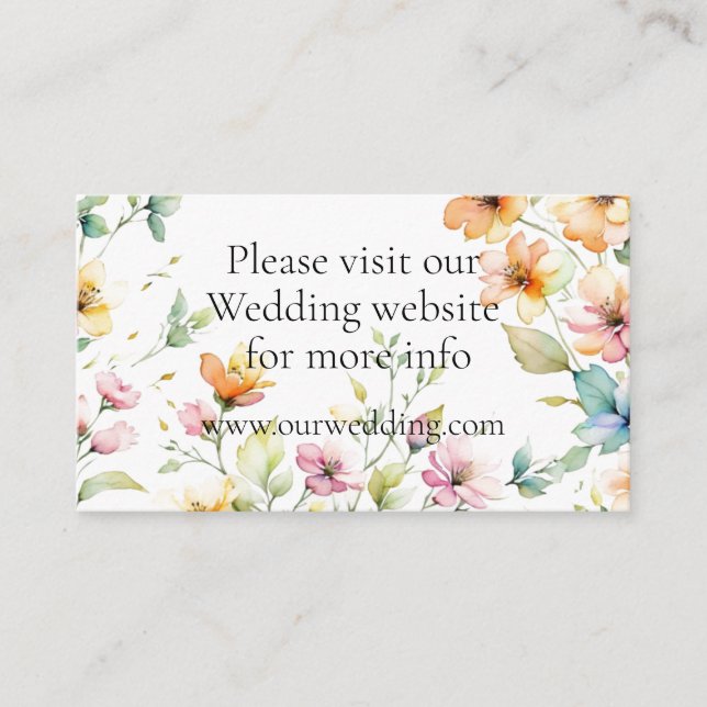 Carte D'accompagnement Joli Boho Orange rose Aquarelle Fleurs sauvages (Devant)