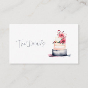 Carte D'accompagnement Joli gâteau mariage de couleur aquarelle détails