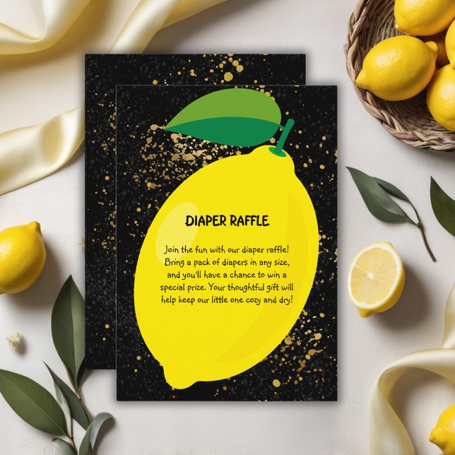 Carte D'accompagnement Joli Jaune Lemon Gold Parties scintillant Baby sho (Créateur téléchargé)