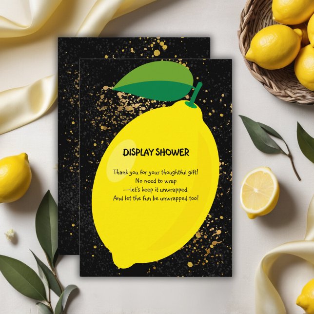 Carte D'accompagnement Joli Jaune Lemon Gold Parties scintillant Baby sho (Créateur téléchargé)