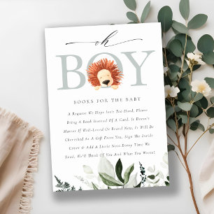 Carte D'accompagnement Joli Lion Foliage Oh Books For Baby shower