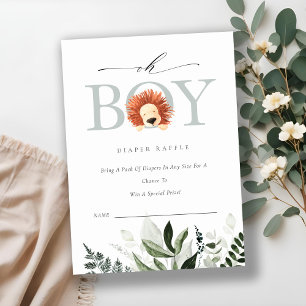 Carte D'accompagnement Joli Lion Foliage Oh Garçon Baby shower de la couc