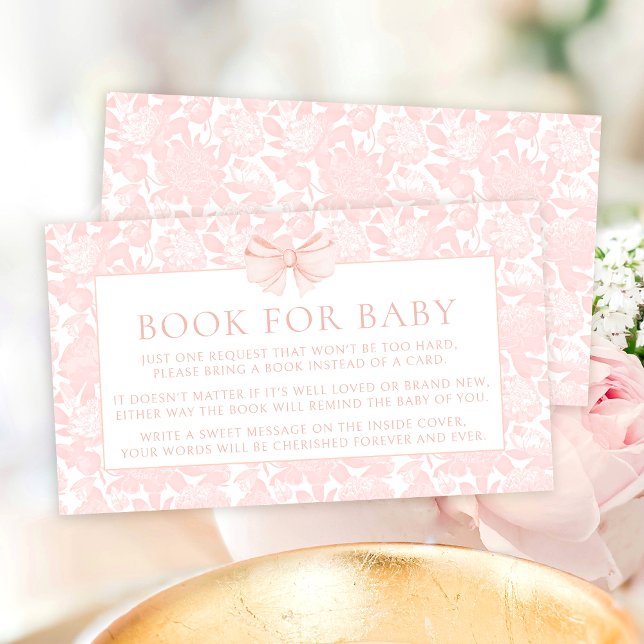 Carte D'accompagnement Joli livre à fleurs arc rose pour bébé douche (Créateur téléchargé)