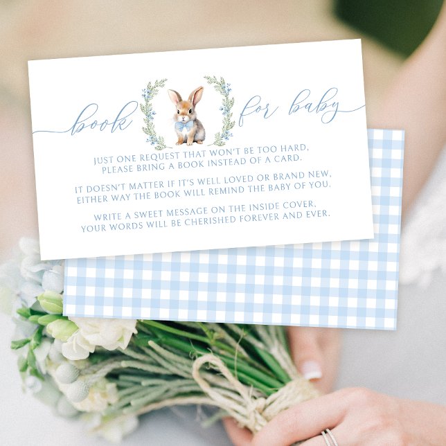 Carte D'accompagnement Joli livre bleu lapin de Pâques pour le baby showe (Créateur téléchargé)